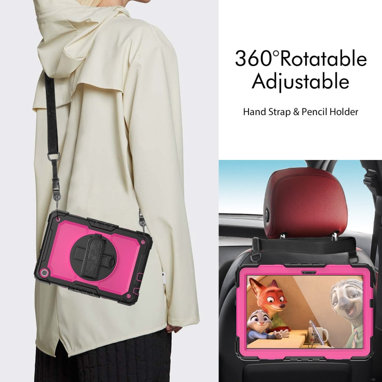 For Lenovo Tab M10 10.1 Gen 3rd Silicone Hybrid PC Tablet Case with Shoulder Strap(Rose Red PC)