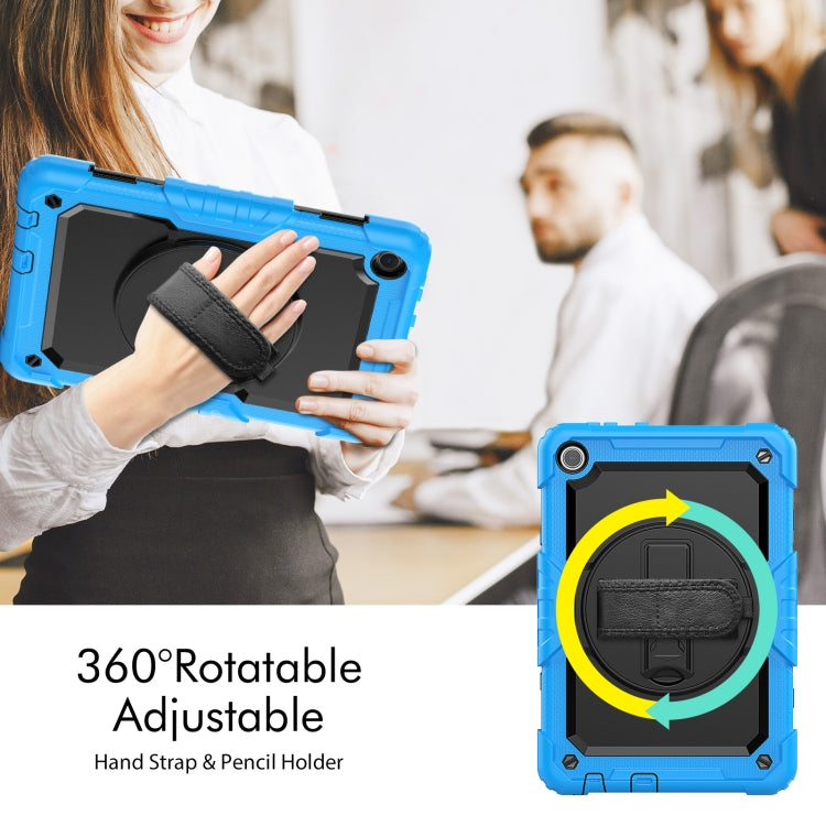 For Lenovo Tab M10 10.1 Gen 3rd Silicone Hybrid PC Tablet Case with Shoulder Strap(Light Blue)