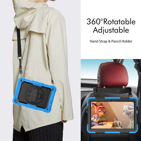 For Lenovo Tab M10 10.1 Gen 3rd Silicone Hybrid PC Tablet Case with Shoulder Strap(Light Blue)