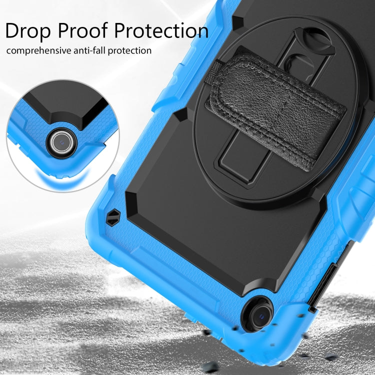 For Lenovo Tab M10 10.1 Gen 3rd Silicone Hybrid PC Tablet Case with Shoulder Strap(Light Blue)