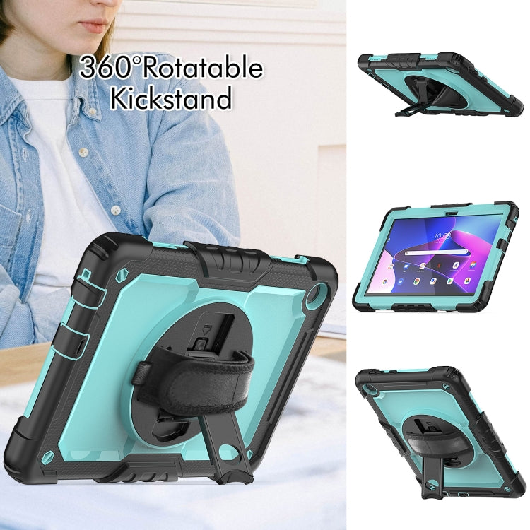 For Lenovo Tab M10 10.1 Gen 3rd Silicone Hybrid PC Tablet Case with Shoulder Strap(Light Blue PC)
