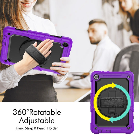 For Lenovo Tab M10 10.1 Gen 3rd Silicone Hybrid PC Tablet Case with Shoulder Strap(Purple)