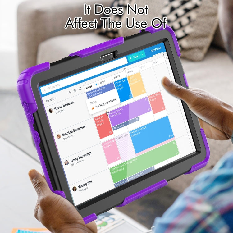 For Lenovo Tab M10 10.1 Gen 3rd Silicone Hybrid PC Tablet Case with Shoulder Strap(Purple)