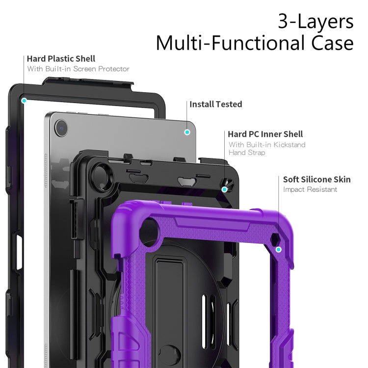 For Lenovo Tab M10 10.1 Gen 3rd Silicone Hybrid PC Tablet Case with Shoulder Strap(Purple)