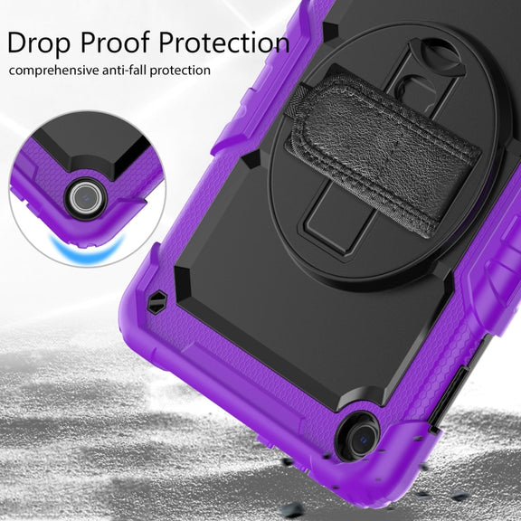 For Lenovo Tab M10 10.1 Gen 3rd Silicone Hybrid PC Tablet Case with Shoulder Strap(Purple)