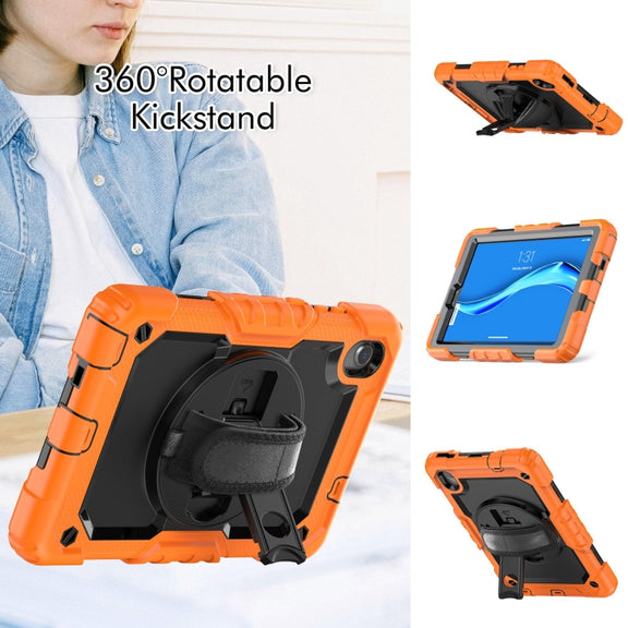 For Lenovo Tab M8 HD 2020/2019 Silicone Hybrid PC Tablet Case with Shoulder Strap(Orange)