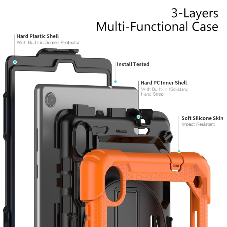 For Lenovo Tab M8 HD 2020/2019 Silicone Hybrid PC Tablet Case with Shoulder Strap(Orange)