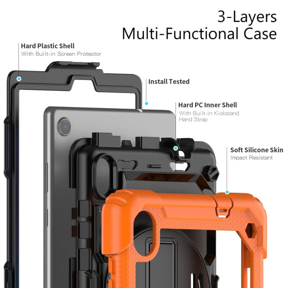 For Lenovo Tab M8 HD 2020/2019 Silicone Hybrid PC Tablet Case with Shoulder Strap(Orange)