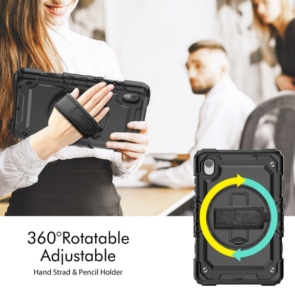 For Lenovo Tab M8 HD 2020/2019 Silicone Hybrid PC Tablet Case with Shoulder Strap(Black)