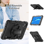 For Lenovo Tab M8 HD 2020/2019 Silicone Hybrid PC Tablet Case with Shoulder Strap(Black)