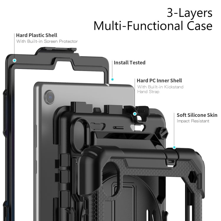For Lenovo Tab M8 HD 2020/2019 Silicone Hybrid PC Tablet Case with Shoulder Strap(Black)