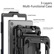 For Lenovo Tab M8 HD 2020/2019 Silicone Hybrid PC Tablet Case with Shoulder Strap(Black)