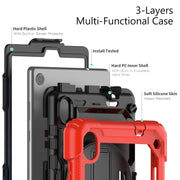 For Lenovo Tab M8 HD 2020/2019 Silicone Hybrid PC Tablet Case with Shoulder Strap(Red)