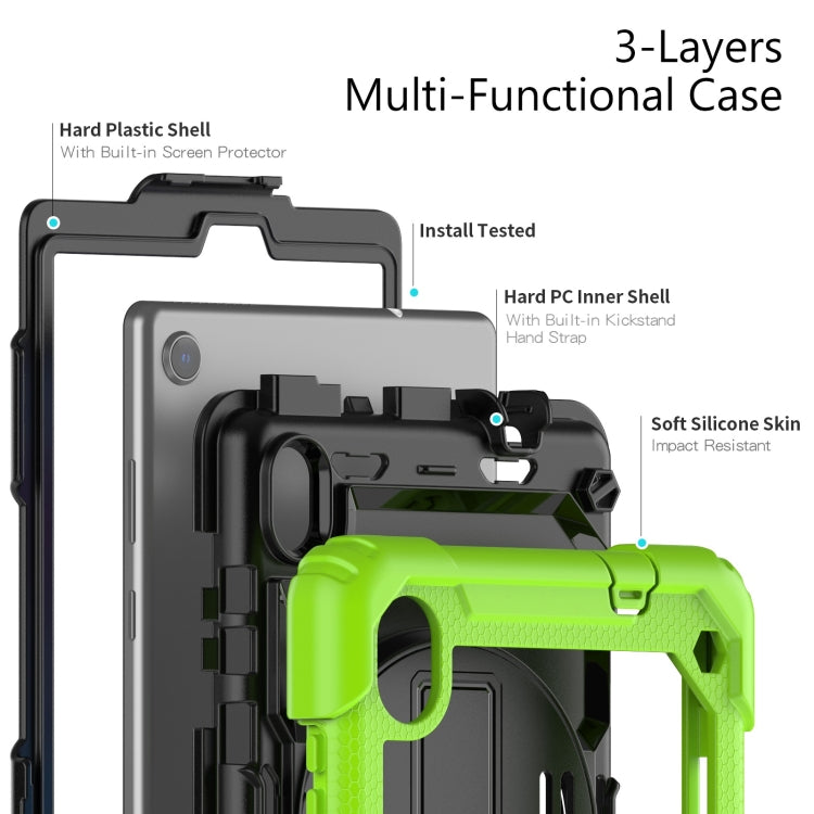 For Lenovo Tab M8 HD 2020/2019 Silicone Hybrid PC Tablet Case with Shoulder Strap(Yellow Green)