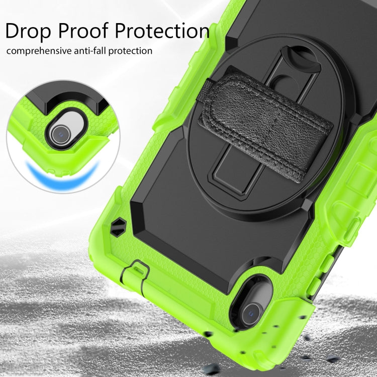 For Lenovo Tab M8 HD 2020/2019 Silicone Hybrid PC Tablet Case with Shoulder Strap(Yellow Green)