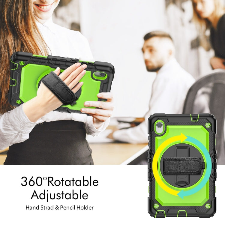 For Lenovo Tab M8 HD 2020/2019 Silicone Hybrid PC Tablet Case with Shoulder Strap(Yellow Green PC)