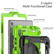For Lenovo Tab M8 HD 2020/2019 Silicone Hybrid PC Tablet Case with Shoulder Strap(Yellow Green PC)