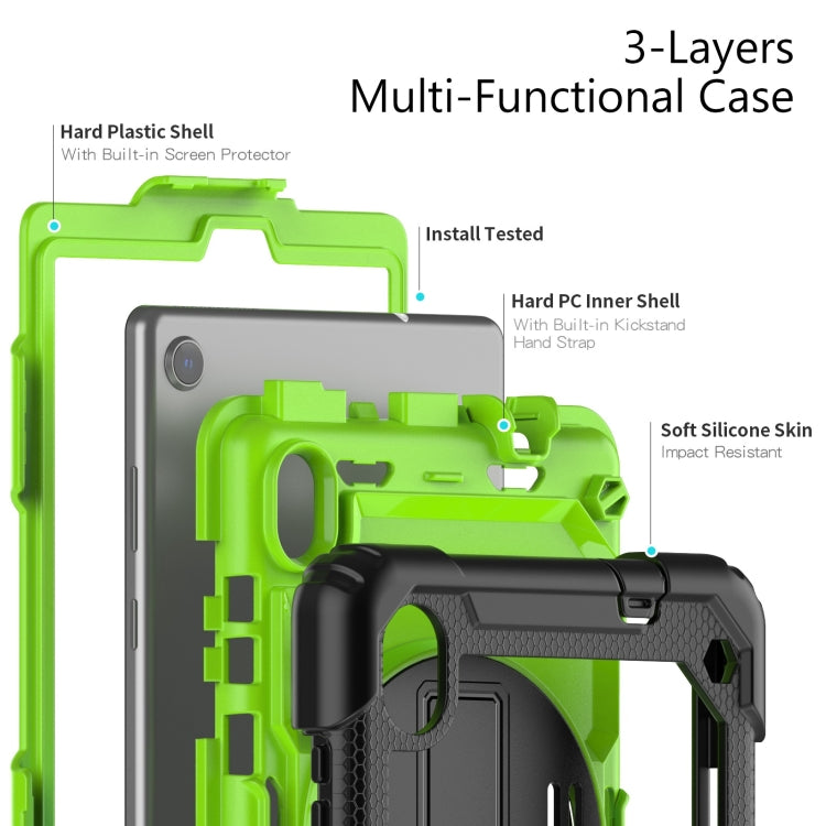 For Lenovo Tab M8 HD 2020/2019 Silicone Hybrid PC Tablet Case with Shoulder Strap(Yellow Green PC)