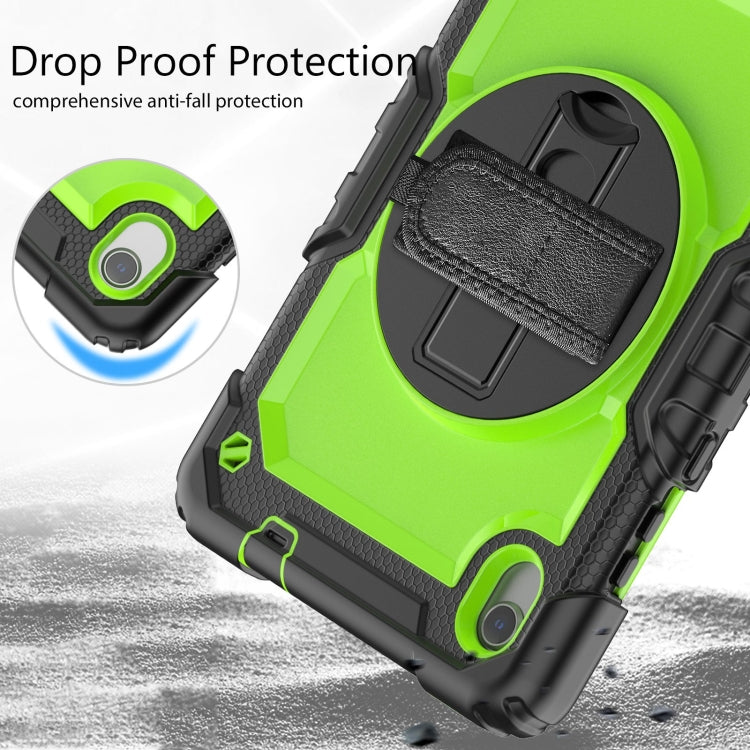 For Lenovo Tab M8 HD 2020/2019 Silicone Hybrid PC Tablet Case with Shoulder Strap(Yellow Green PC)