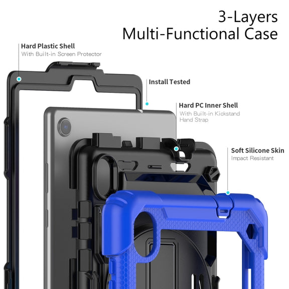 For Lenovo Tab M8 HD 2020/2019 Silicone Hybrid PC Tablet Case with Shoulder Strap(Blue)