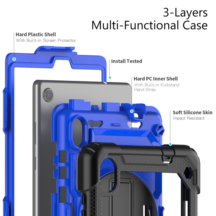 For Lenovo Tab M8 HD 2020/2019 Silicone Hybrid PC Tablet Case with Shoulder Strap(Blue PC)