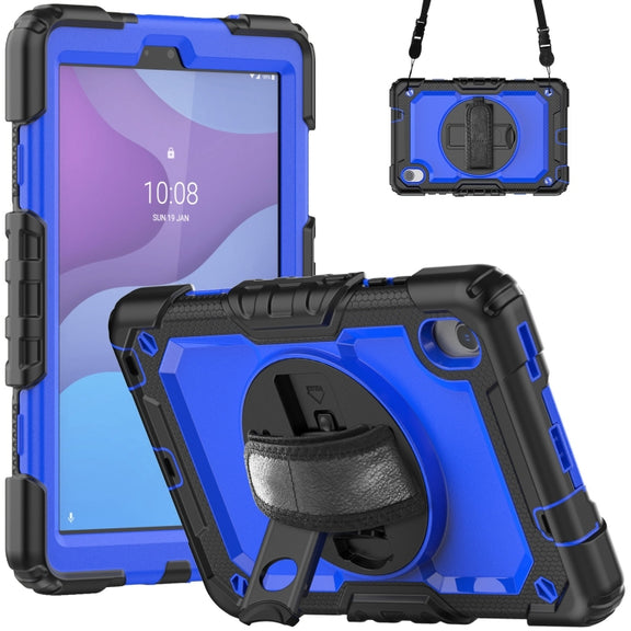 For Lenovo Tab M8 HD 2020/2019 Silicone Hybrid PC Tablet Case with Shoulder Strap(Blue PC)