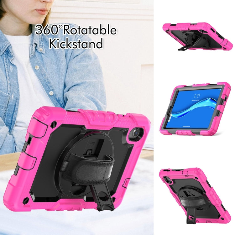 For Lenovo Tab M8 HD 2020/2019 Silicone Hybrid PC Tablet Case with Shoulder Strap(Rose Red)