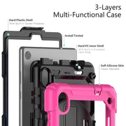 For Lenovo Tab M8 HD 2020/2019 Silicone Hybrid PC Tablet Case with Shoulder Strap(Rose Red)