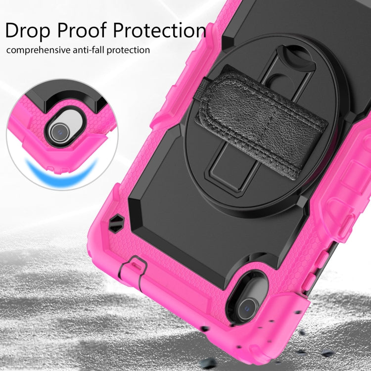 For Lenovo Tab M8 HD 2020/2019 Silicone Hybrid PC Tablet Case with Shoulder Strap(Rose Red)