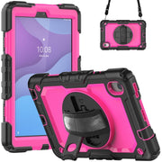 For Lenovo Tab M8 HD 2020/2019 Silicone Hybrid PC Tablet Case with Shoulder Strap(Rose Red PC)