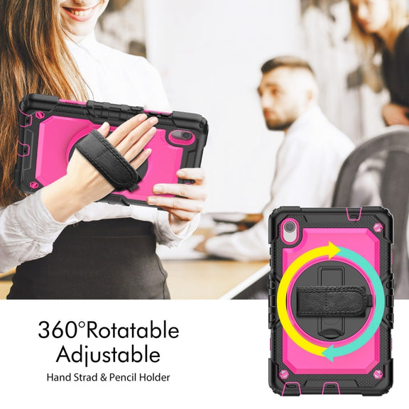 For Lenovo Tab M8 HD 2020/2019 Silicone Hybrid PC Tablet Case with Shoulder Strap(Rose Red PC)