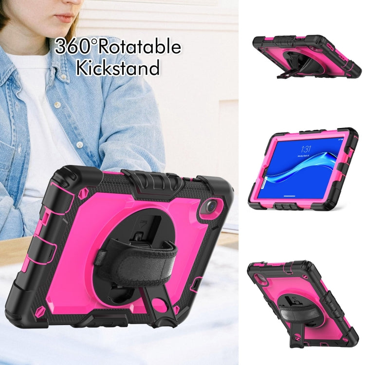 For Lenovo Tab M8 HD 2020/2019 Silicone Hybrid PC Tablet Case with Shoulder Strap(Rose Red PC)