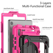For Lenovo Tab M8 HD 2020/2019 Silicone Hybrid PC Tablet Case with Shoulder Strap(Rose Red PC)