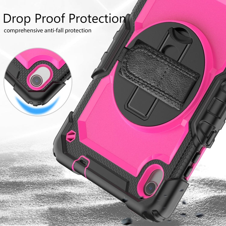 For Lenovo Tab M8 HD 2020/2019 Silicone Hybrid PC Tablet Case with Shoulder Strap(Rose Red PC)