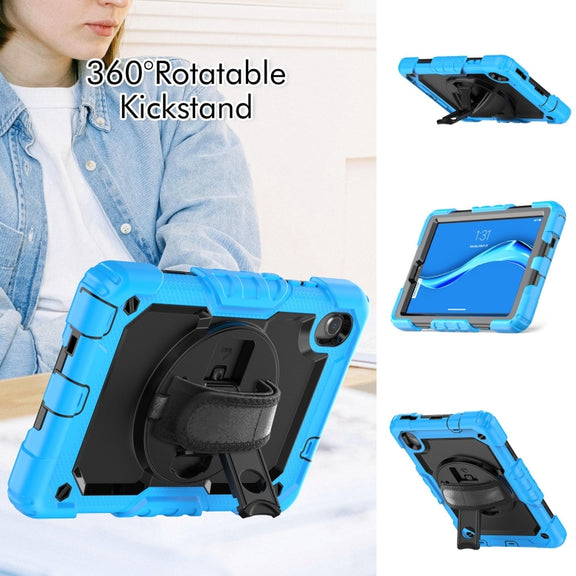 For Lenovo Tab M8 HD 2020/2019 Silicone Hybrid PC Tablet Case with Shoulder Strap(Light Blue)