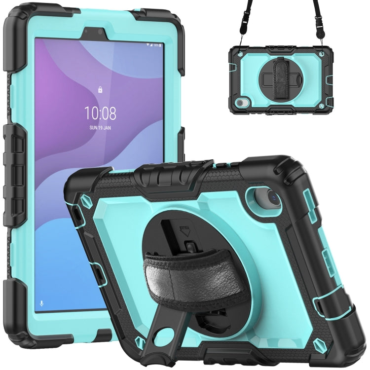 For Lenovo Tab M8 HD 2020/2019 Silicone Hybrid PC Tablet Case with Shoulder Strap(Light Blue PC)