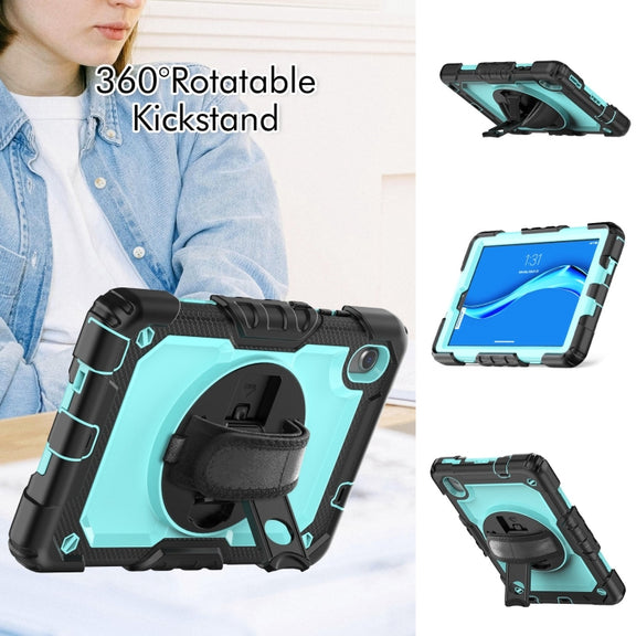 For Lenovo Tab M8 HD 2020/2019 Silicone Hybrid PC Tablet Case with Shoulder Strap(Light Blue PC)
