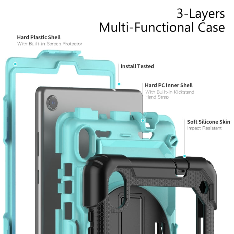 For Lenovo Tab M8 HD 2020/2019 Silicone Hybrid PC Tablet Case with Shoulder Strap(Light Blue PC)