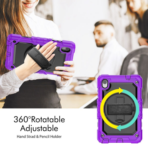For Lenovo Tab M8 HD 2020/2019 Silicone Hybrid PC Tablet Case with Shoulder Strap(Purple)