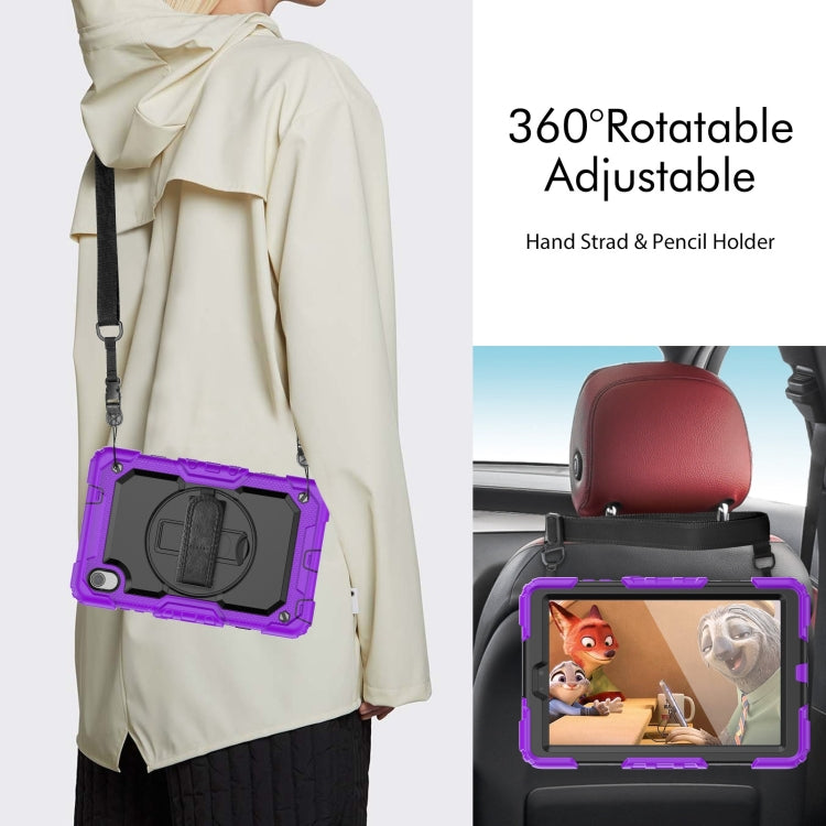 For Lenovo Tab M8 HD 2020/2019 Silicone Hybrid PC Tablet Case with Shoulder Strap(Purple)
