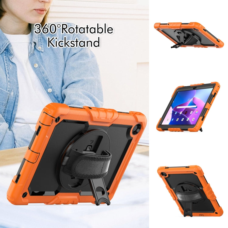 For Lenovo Tab M10 Plus 10.6 Gen 3rd Silicone Hybrid PC Tablet Case with Shoulder Strap(Orange)