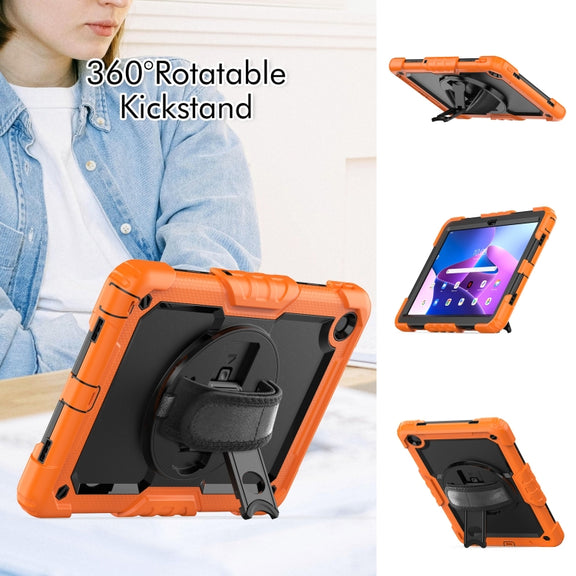 For Lenovo Tab M10 Plus 10.6 Gen 3rd Silicone Hybrid PC Tablet Case with Shoulder Strap(Orange)