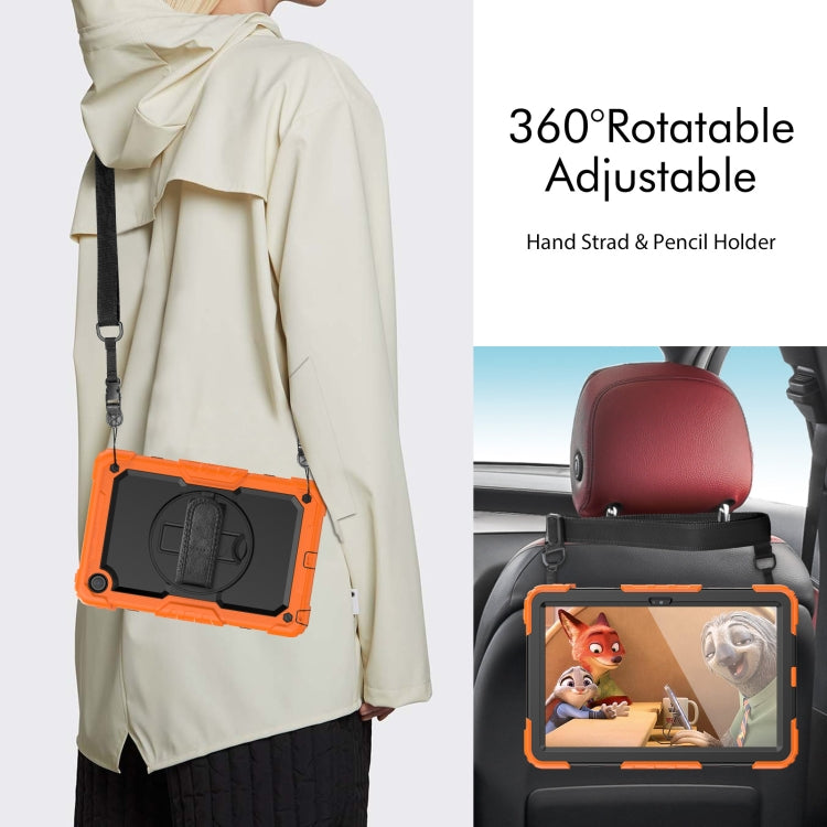 For Lenovo Tab M10 Plus 10.6 Gen 3rd Silicone Hybrid PC Tablet Case with Shoulder Strap(Orange)