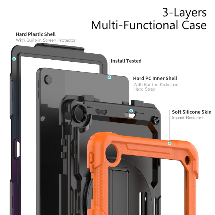 For Lenovo Tab M10 Plus 10.6 Gen 3rd Silicone Hybrid PC Tablet Case with Shoulder Strap(Orange)