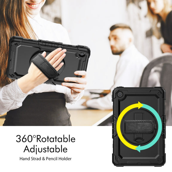For Lenovo Tab M10 Plus 10.6 Gen 3rd Silicone Hybrid PC Tablet Case with Shoulder Strap(Black)