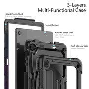 For Lenovo Tab M10 Plus 10.6 Gen 3rd Silicone Hybrid PC Tablet Case with Shoulder Strap(Black)