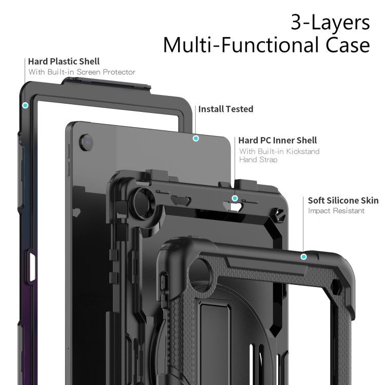 For Lenovo Tab M10 Plus 10.6 Gen 3rd Silicone Hybrid PC Tablet Case with Shoulder Strap(Black)