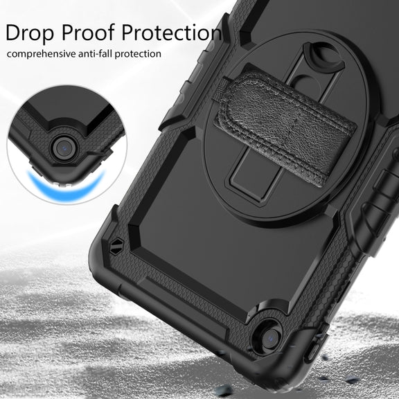For Lenovo Tab M10 Plus 10.6 Gen 3rd Silicone Hybrid PC Tablet Case with Shoulder Strap(Black)
