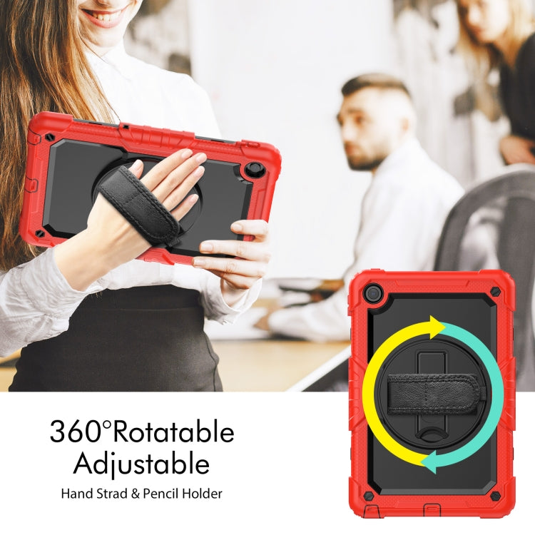 For Lenovo Tab M10 Plus 10.6 Gen 3rd Silicone Hybrid PC Tablet Case with Shoulder Strap(Red)