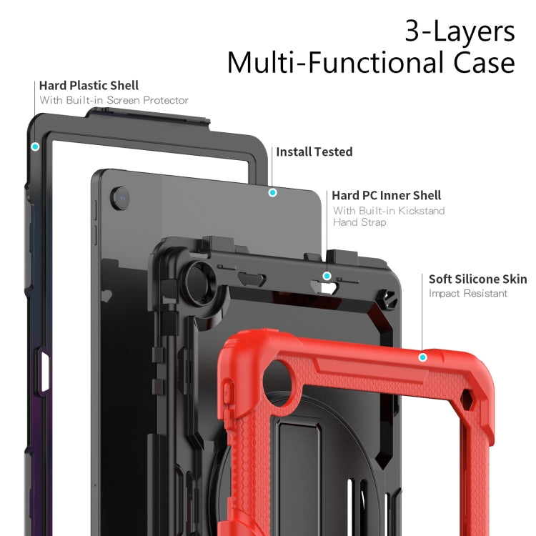 For Lenovo Tab M10 Plus 10.6 Gen 3rd Silicone Hybrid PC Tablet Case with Shoulder Strap(Red)